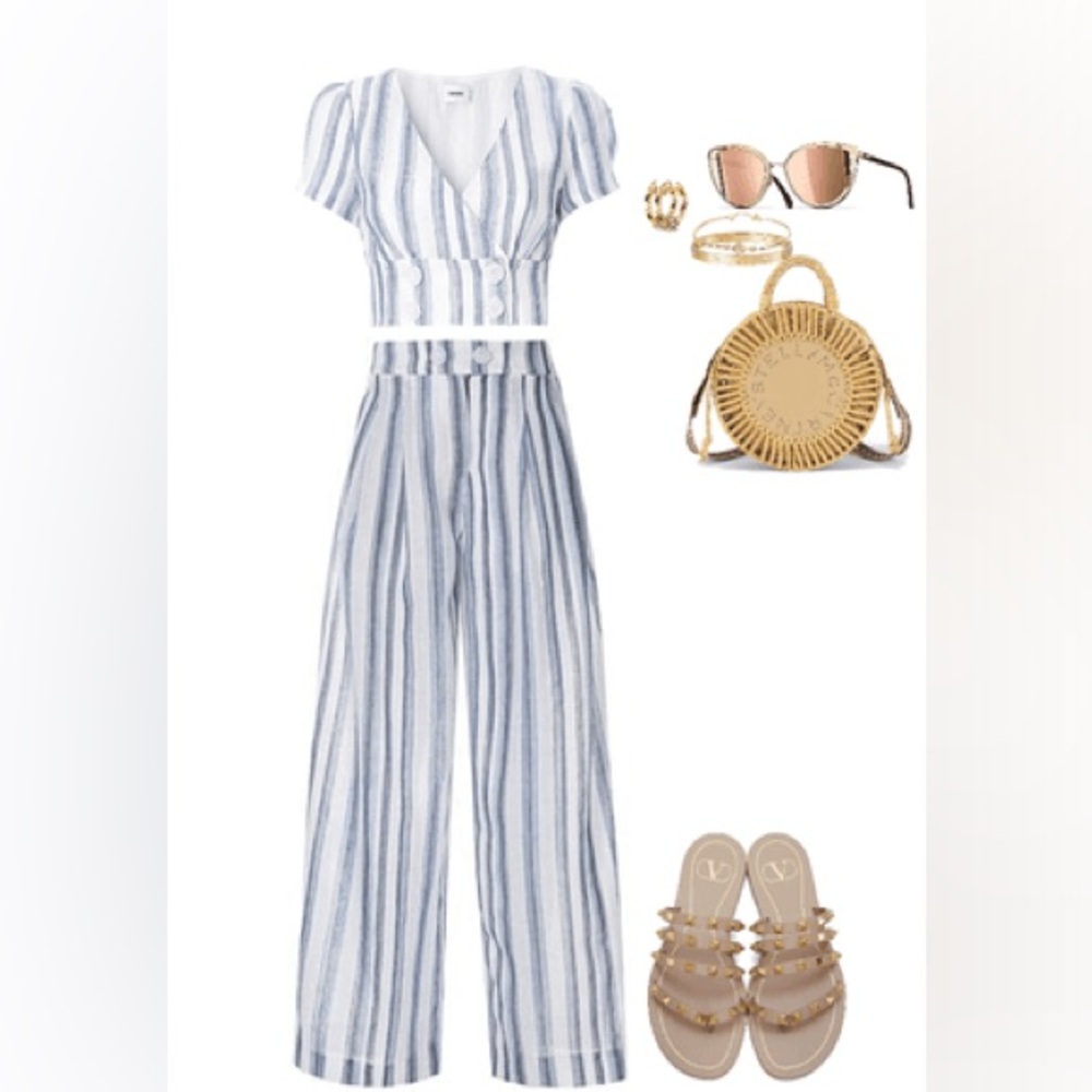 SUBOO shoreline striped linen pants Large